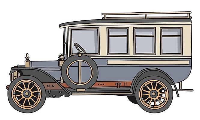 EPS 해외이미지 일러스트 자동차 사람없음 파란색 빈티지 클래식 복고 해외일러스트 육상교통 컬러 컨셉 파일형식 벡터 이미지허브
