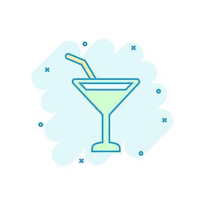 EPS 해외이미지 일러스트 빨대 사람없음 칵테일 칵테일잔 민트색 해외일러스트 컬러 술잔 주류 파일형식 벡터 이미지허브