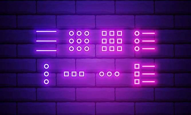EPS 해외이미지 벽 일러스트 사람없음 빛 사각형 보라색 원형 어플리케이션 메뉴 네온 UI 네온아트 해외일러스트 도형 컬러 파일형식 벡터 이미지허브