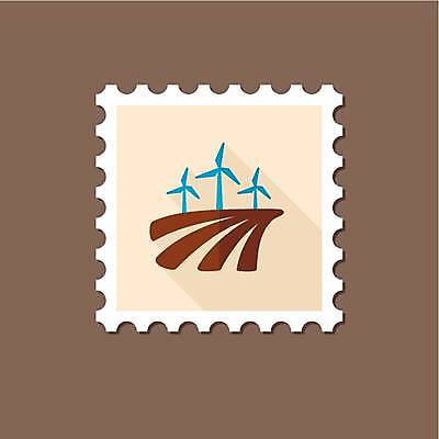 EPS 해외이미지 밭 농업 일러스트 논 사람없음 파란색 갈색 풍력에너지 우표 베이지색 해외일러스트 산업 컬러 그린에너지 파일형식 벡터 이미지허브