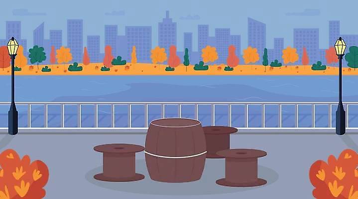 EPS 해외이미지 공원 가로등 일러스트 거리 사람없음 강 야외테이블 해외일러스트 공공시설 탁자 파일형식 벡터 이미지허브