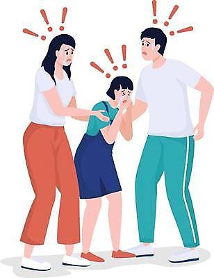 EPS 해외이미지 전신 여자 남자 딸 어린이 일러스트 엄마 서기 성인 세명 놀람 아빠 느낌표 울음 당황 해외일러스트 기호 감정 가족 모션 표정 사람 파일형식 벡터 이미지허브