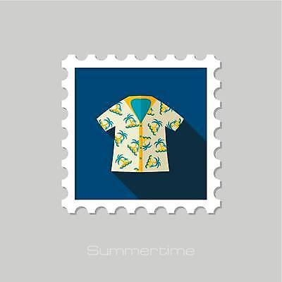 EPS 해외이미지 셔츠 일러스트 사람없음 노란색 남색 우표 하와이안 해외일러스트 패션 컬러 상의 파일형식 벡터 이미지허브