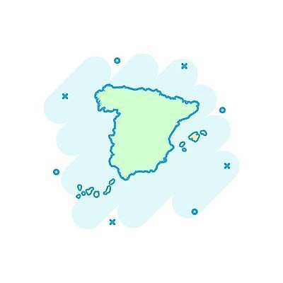 EPS 해외이미지 나라 지도 일러스트 사람없음 스페인 민트색 해외일러스트 유럽 컬러 파일형식 벡터 이미지허브