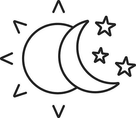 EPS 해외이미지 주간 클립아트 디자인 별 선 컨셉 일러스트 하늘 아침 날씨 휴식 미술 빛 픽토그램 햇빛 태양 맑음 웹 새벽 달 시간 변화 플랫 야간 초승달 달빛 심볼 사인 그림 윤곽 고립 얇은 취침시간 해외일러스트 자연요소 인터넷 문화예술 파일형식 벡터 이미지허브