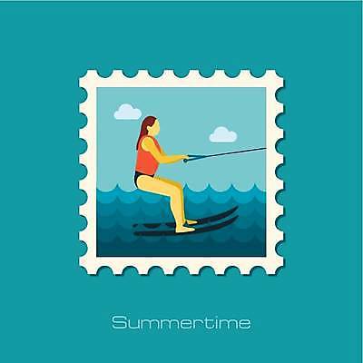 EPS 해외이미지 전신 여자 바다 일러스트 한명 성인 수상스포츠 잡기 여름스포츠 수상스키 우표 성인여자한명만 해외일러스트 1 스포츠 모션 사람 여자한명만 성인여자만 파일형식 벡터 여름_계절 이미지허브