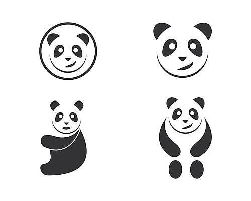 EPS 해외이미지 얼굴 일러스트 사람없음 검은색 흰색 판다 심볼 스타일 해외일러스트 컬러 곰 신체부위 파일형식 벡터 이미지허브