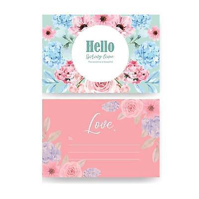 EPS 해외이미지 디자인 꽃 분홍색 잎 일러스트 프레임 타이포그라피 사람없음 파란색 원형 엽서 해외일러스트 도형 식물 문자 컬러 편지 파일형식 벡터 이미지허브