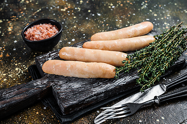 포토 JPG 해외이미지 실내 사람없음 소시지 나무도마 백리향 갈색배경 해외포토 백그라운드 도마 내부 목재 갈색 가공식품 파일형식 이미지허브