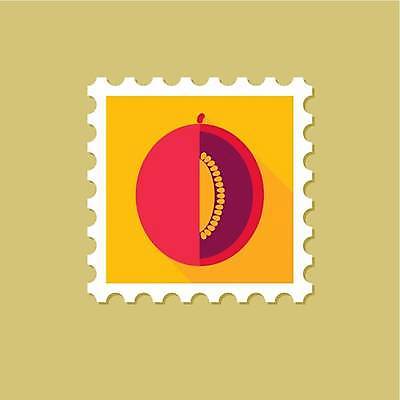 EPS 해외이미지 일러스트 단면 사람없음 빨간색 노란색 멜론 우표 해외일러스트 컬러 과일 파일형식 벡터 이미지허브