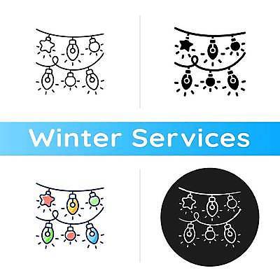 EPS 해외이미지 크리스마스장식 크리스마스 겨울 일러스트 사람없음 장식 세트 축하 플랫 꼬마전구 알전구 해외일러스트 계절 기념일 컨셉 전구 파일형식 벡터 이미지허브