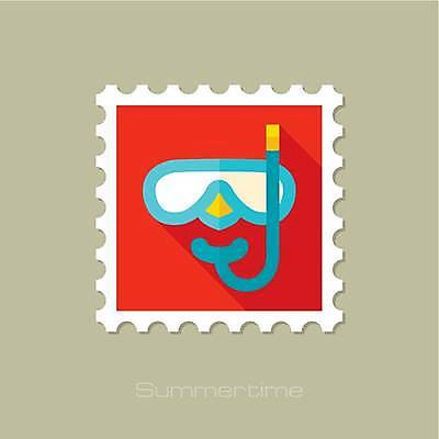 EPS 해외이미지 디자인 일러스트 사람없음 물안경 우표 스노클링용품 해외일러스트 스포츠용품 스노클링 수영용품 파일형식 벡터 이미지허브