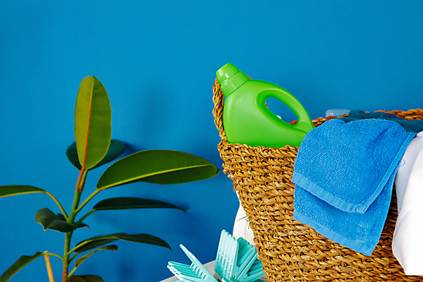 포토 JPG 해외이미지 식물 실내 사람없음 청소도구 오브젝트 담기 파란배경 걸레 빨래바구니 빨래세제 해외포토 백그라운드 모션 내부 파란색 바구니 도구 빨래 청소 세제 파일형식 이미지허브