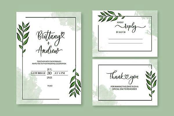 EPS 해외이미지 결혼 잎 일러스트 프레임 사람없음 초록색 세트 축하 분위기 감성 카피스페이스 해외일러스트 식물 컬러 컨셉 이벤트 공백 파일형식 벡터 이미지허브