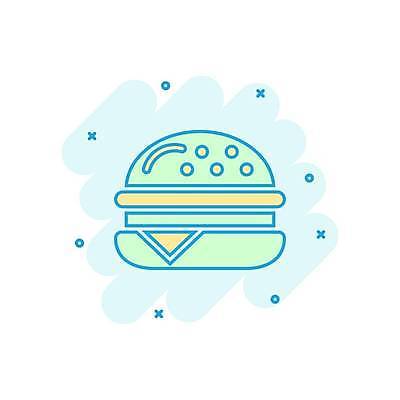 EPS 해외이미지 일러스트 사람없음 햄버거 민트색 해외일러스트 컬러 패스트푸드 파일형식 벡터 이미지허브