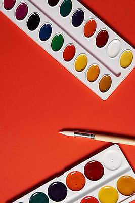 포토 JPG 해외이미지 미술 취미 사람없음 물감 붓 팔레트 빨간배경 해외포토 백그라운드 문화예술 빨간색 미술도구 파일형식 이미지허브