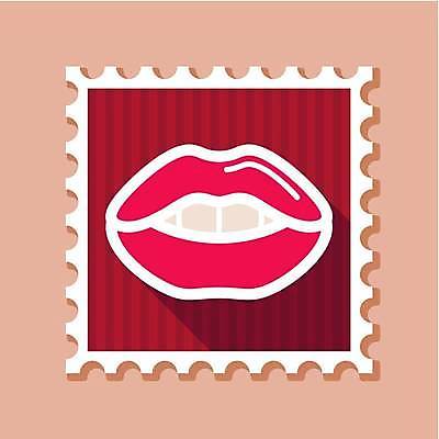 EPS 해외이미지 디자인 일러스트 사람없음 치아 입술 우표 해외일러스트 신체부위 소화기관 파일형식 벡터 이미지허브