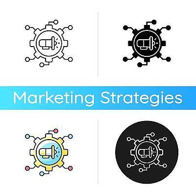 EPS 해외이미지 디자인 라인일러스트 일러스트 비즈니스 사람없음 세트 확성기 성장 네트워크 톱니바퀴 마케팅 해외일러스트 파일형식 벡터 이미지허브