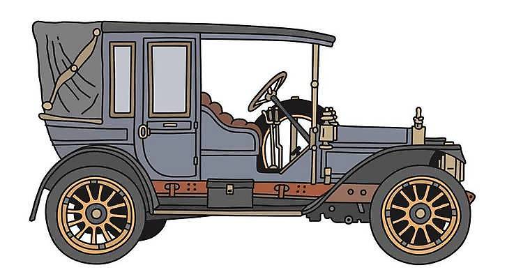 EPS 해외이미지 일러스트 자동차 사람없음 파란색 빈티지 클래식 복고 클래식카 해외일러스트 육상교통 컬러 컨셉 승용차 파일형식 벡터 이미지허브