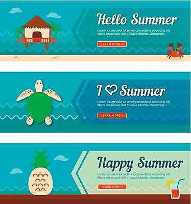 EPS 해외이미지 배너 가로배너 일러스트 사람없음 파란색 게 하트 칵테일 파인애플 수상가옥 바다거북 배너세트 해외일러스트 모양 컬러 과일 주택 주류 갑각류 가로 세트 거북이 열대과일 파일형식 벡터 이미지허브