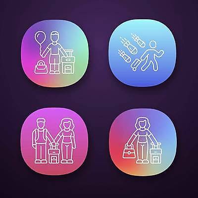 EPS 해외이미지 가방 일러스트 가족 사람모양 들기 사람없음 컬러풀 캐리어 어플리케이션 미사일 풍선 그라데이션 난민 해외일러스트 모양 잡화 컬러 관계 모션 여행가방 파일형식 벡터 이미지허브