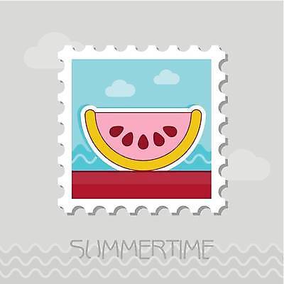 EPS 해외이미지 디자인 바다 일러스트 수박 해변 사람없음 우표 수박조각 해외일러스트 조각 과일 파일형식 벡터 이미지허브