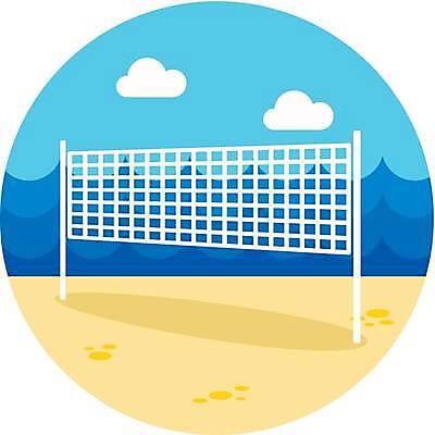 EPS 해외이미지 일러스트 해변 사람없음 여름 네트 해외일러스트 계절 스포츠 바다 파일형식 벡터 이미지허브