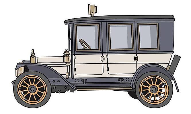 EPS 해외이미지 일러스트 자동차 사람없음 흰색 빈티지 클래식 복고 클래식카 경찰차 해외일러스트 육상교통 컬러 컨셉 승용차 파일형식 벡터 이미지허브