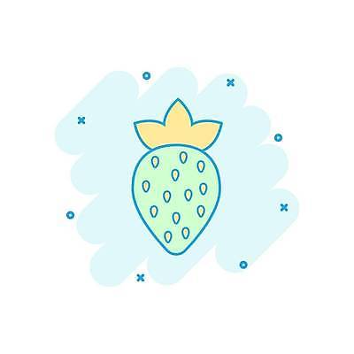 EPS 해외이미지 일러스트 딸기 사람없음 민트색 해외일러스트 컬러 과일 파일형식 벡터 이미지허브