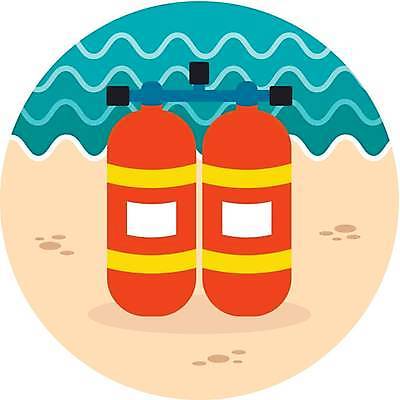 EPS 해외이미지 일러스트 해변 사람없음 여름 산소통 해외일러스트 계절 바다 통 파일형식 벡터 이미지허브