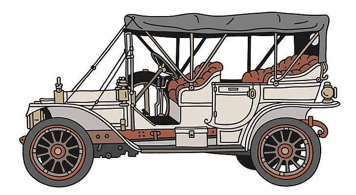 EPS 해외이미지 일러스트 자동차 사람없음 흰색 빈티지 클래식 오픈카 복고 클래식카 해외일러스트 육상교통 컬러 컨셉 승용차 파일형식 벡터 이미지허브