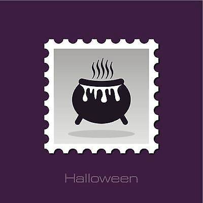 EPS 해외이미지 디자인 일러스트 요리 사람없음 할로윈 냄비 마녀 마법 우표 솥단지 해외일러스트 솥 파일형식 벡터 이미지허브