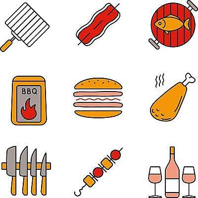 EPS 해외이미지 와인잔 일러스트 육류 어류 요리 사람없음 와인 치킨 햄버거 꼬치 그릴 바비큐 와인병 식칼 바베큐파티 엘리먼트 해외일러스트 음식 술잔 식재료 주방용품 병_용기 주류 패스트푸드 파티 수중동물 닭고기요리 파일형식 벡터 이미지허브
