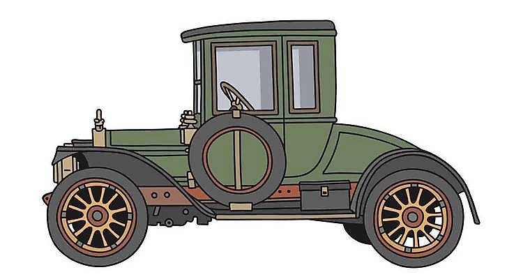 EPS 해외이미지 일러스트 자동차 사람없음 초록색 빈티지 클래식 복고 클래식카 해외일러스트 육상교통 컬러 컨셉 승용차 파일형식 벡터 이미지허브