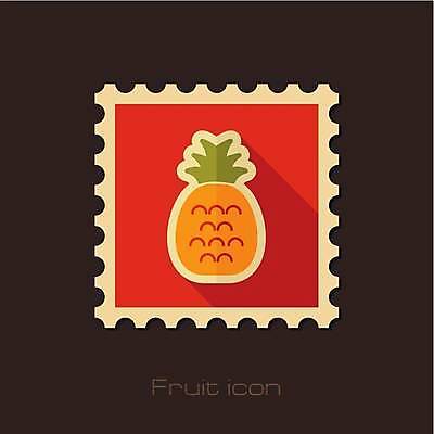 EPS 해외이미지 디자인 일러스트 사람없음 파인애플 우표 해외일러스트 과일 열대과일 파일형식 벡터 이미지허브