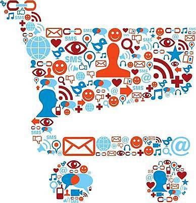 EPS 해외이미지 실루엣 인터넷 일러스트 통신 사람모양 사람없음 파란색 쇼핑카 메시지 이메일 소셜네트워크 소셜미디어 해외일러스트 모양 컬러 촬영기법 쇼핑 카트 파일형식 벡터 이미지허브