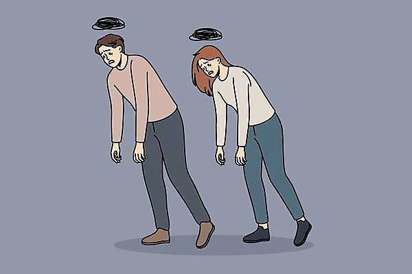 EPS 해외이미지 전신 여자 남자 감정 일러스트 피곤 성인 두명 걷기 성인만 해외일러스트 컨셉 모션 사람 파일형식 벡터 이미지허브