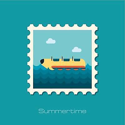 EPS 해외이미지 디자인 바다 일러스트 물놀이 사람없음 바나나보트 우표 해외일러스트 놀이 보트 파일형식 벡터 이미지허브