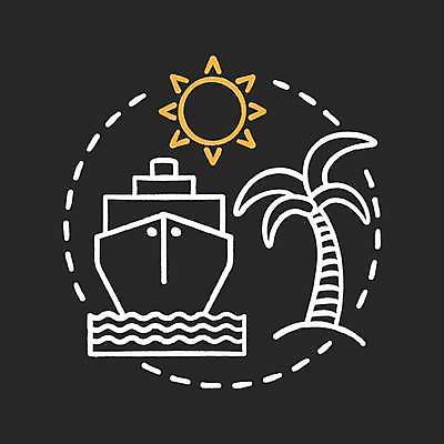 EPS 해외이미지 일러스트 검은배경 사람없음 야자수 태양 분필 해외일러스트 자연요소 나무 백그라운드 검은색 초크 파일형식 벡터 이미지허브