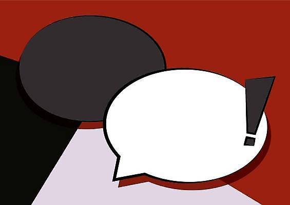 EPS 해외이미지 말풍선 일러스트 프레임 사람없음 빨간색 검은색 느낌표 카툰스타일 카피스페이스 해외일러스트 기호 컬러 공백 파일형식 벡터 이미지허브