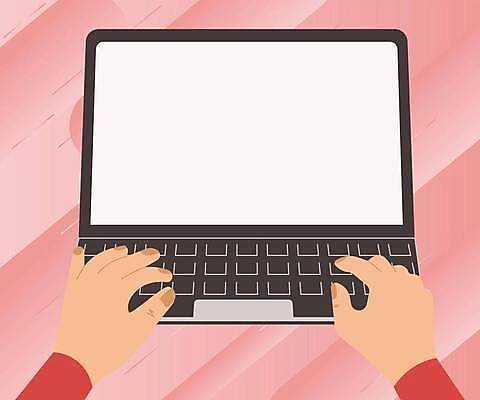 EPS 해외이미지 손 백그라운드 일러스트 프레임 신체부위 노트북 카피스페이스 해외일러스트 사람 전자제품 공백 파일형식 벡터 이미지허브