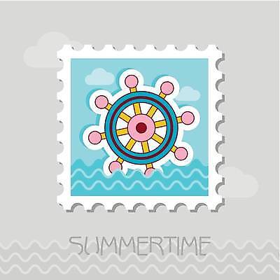 EPS 해외이미지 디자인 바다 일러스트 항해 사람없음 키_배핸들 우표 해외일러스트 배_교통 핸들 파일형식 벡터 이미지허브