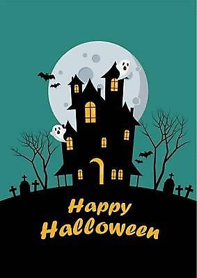 EPS 해외이미지 나무 일러스트 타이포그라피 사람없음 할로윈 보름달 유령 비석 청록색 박쥐 유령의집 해외일러스트 식물 문자 컬러 포유류 달 파일형식 벡터 이미지허브