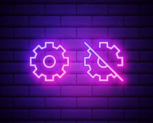 EPS 해외이미지 벽 일러스트 모바일 사람없음 빛 보라색 금지 톱니바퀴 네온 네온아트 해외일러스트 컬러 파일형식 벡터 이미지허브