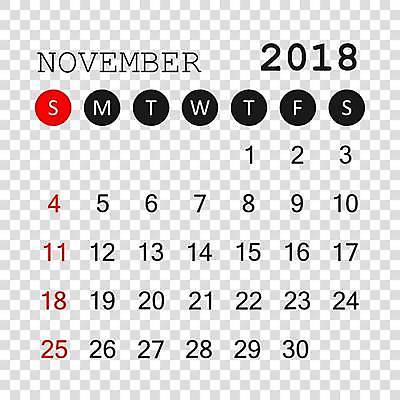 EPS 해외이미지 템플릿 종이 백그라운드 일러스트 비즈니스 휴가 설계 숫자 다이어리 쪽지 공백 달력 흰색 시간 원형 신용카드 일주일 날짜 플랫 11월 연도 페이지 일요일 월 2018년 금요일 마감 목요일 오늘 월요일 조언 토요일 해외일러스트 도형 문자 컬러 컨셉 금융 사무용품 요일 파일형식 벡터 이미지허브