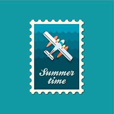 EPS 해외이미지 디자인 일러스트 사람없음 우표 수상비행기 해외일러스트 비행기 파일형식 벡터 이미지허브