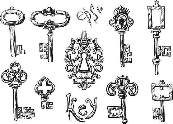 EPS 해외이미지 디자인 일러스트 열쇠 사람없음 골동품 비밀 수집 오브젝트 열쇠구멍 해외일러스트 컨셉 파일형식 벡터 이미지허브