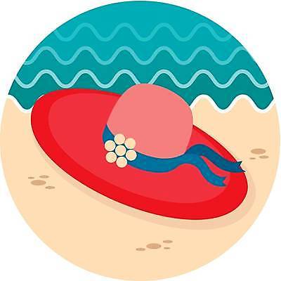 EPS 해외이미지 일러스트 해변 사람없음 비치모자 해외일러스트 모자_잡화 바다 파일형식 벡터 이미지허브