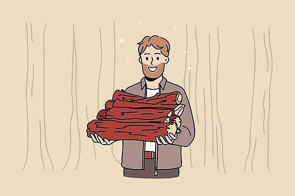 EPS 해외이미지 남자 일러스트 수염 한명 웃음 들기 상반신 성인 장작 나무토막 성인남자한명만 해외일러스트 1 모션 표정 사람 남자한명만 성인남자만 파일형식 벡터 이미지허브