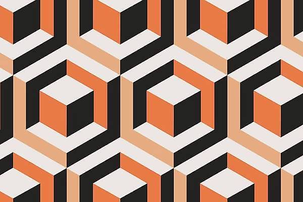EPS 해외이미지 디자인 백그라운드 패턴 일러스트 추상 미술 사람없음 3D 주황색 입체 정사각형 심플 해외일러스트 도형 컬러 무늬 문화예술 디지털합성 파일형식 벡터 이미지허브